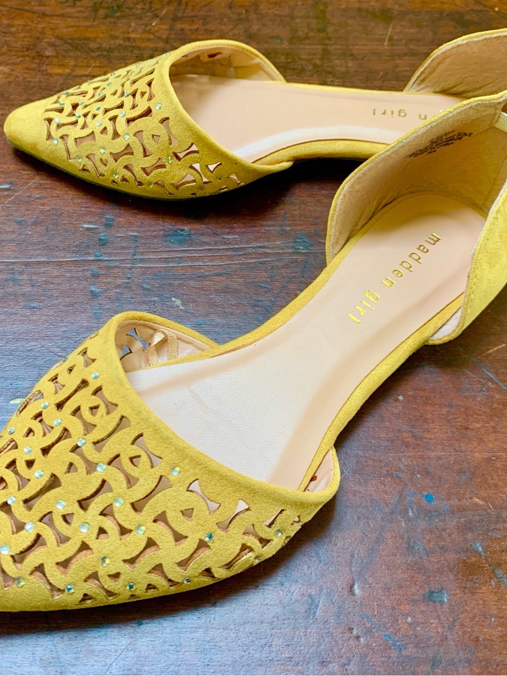 Madden Girl Mustard Yellow Pointed D'Orsay Flats